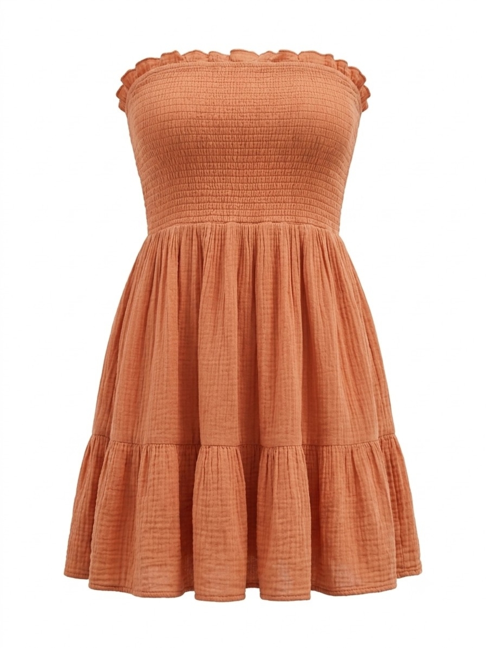 Anthropologie Strapless Tiered Sundress in Terracotta Farmhouse Peasant Praire